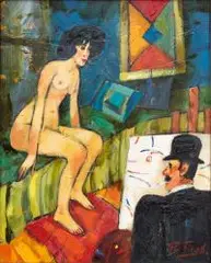 Witold Pałka, Artysta z modelką, olej, płótno