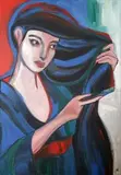 Marta Kurczyńska, Kumiko się czesze (wg Goy?), 2016, 2016, akryl, płótno