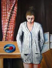 Maciej Cieśla, Skrępowana dziewczyna i martwa natura 3, 2016, 2016, akryl, olej, płótno