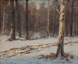 Wiktor Korecki, Zima, przed 1939 r., olej, tektura