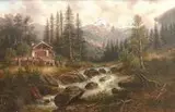 C. Herforth, Pejzaż alpejski, olej, płótno, 58