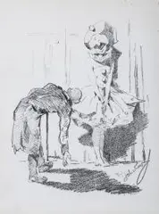Sobiesław Bystrzycki, Ukłon, litografia, papier