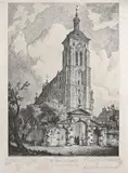 Johann Karl Schultz, St. Bartholom?i, Kościół św. Bartłomieja w Gdańsku, rycina pochodząca z teki graficznej ?Danzig und seine Bauwerke?; 1868 r. akwaforta, papier, 31