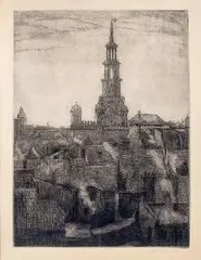Ratusz w Poznaniu by Franciszek Tatula, akwatinta, papier, sold Jul 2016