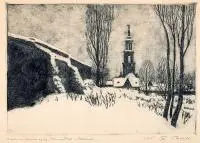 Widok na Ratusz z góry Przemysława w Poznaniu by Franciszek Tatula, akwaforta, papier, 19, sold Jul 2016
