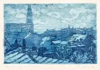 Bernardyny w Poznaniu by Franciszek Tatula, litografia barwna, papier, 12, sold Jul 2016