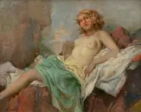 Frantisek Ladislav Soukup, Akt kobiety leżącej, olej, płyta