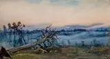 Polesie, 1916 r. by Julian Fałat, 1916, akwarela, papier, sold Jun 2016