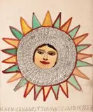 Słoneczko, 1957 r. by Nikifor Krynicki, 1957, akwarela, ołówek, papier, sold Jun 2016