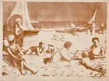 Stanisław Szwarc, Na plaży. Gdynia, litografia, papier
