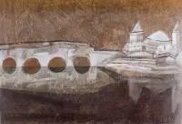 Jerzy Zabłocki, Pejzaż, 1962 r., 1962, akwarela, technika własna, papier, 41