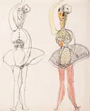 Maria Jarema, Projekt lalki, 1941 r., 1941, tusz, akwarela, papier