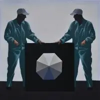 Odbicie z serii "Mechanika pracy", 2014 by Dariusz Milczarek, 2014, tempera żółtkowa, płótno, sold Jun 2016