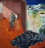Antonina Janus-Szybist, Autoportret we wnętrzu, 2014, 2014, tempera, płótno