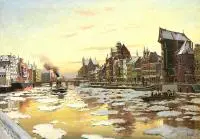 Antoni Pawłowski, Długie Pobrzeże zimą, olej, płótno