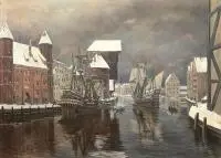 Boris Ottenberg, Motława zimą, 1940 r., 1940, olej, płótno