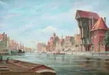 Erich Scholtis, Widok na Długie Pobrzeże, l. 20-30., olej, płótno