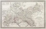 Carte Generale du Royaume de Prusse? by Giraldon-Bovinet Louis Vivien de Saint-Martin, Mapa Królestwa Prus, wyd. Menard & Desenne, Paryż 1842 r. litografia kolorowana liniowo, 49, sold Jun 2016