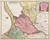 Pieter van der Aa, Les trois Iles, appellées en Allemand Werders?, Mapa Żuław Wiślanych, ok. 1710 r., zamieszczona w dziele ?La Galérie agréable du monde??, Lejda 1729 r. miedzioryt kolorowany