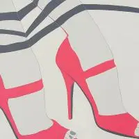 Viola Tycz, Jimmy Choo z cyklu The Victim of Fasion, 2014, 2014, akryl, płyta HDF