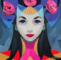 Damian Cosma, Doll face, 2016, 2016, akryl, płótno