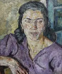 Mela Muter, Portret kobiety w fioletowej bluzce, olej, sklejka, 45