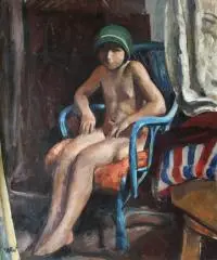Wojciech Weiss, Niebieskie krzesełko, ok. 1930 r., 1930, olej, płótno