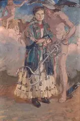 Józef Mehoffer, Merkury i Jagniesia, 1914 r., 1914, olej, tektura, 50