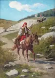 Władysław Karol Szerner, Hucułka na koniu, olej, płótno