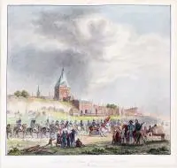 Pierre Aubert, Entrée de l?Armée française ? Dantzick, 1838 r., 1838, staloryt barwiony, 22