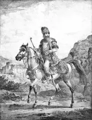 Aleksander Orłowski, Dostojnik perski, 1819 r., 1819, litografia, papier, 51