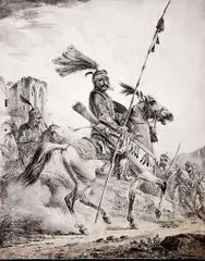 Aleksander Orłowski, Dowódca Kurdów na koniu, 1819 r., 1819, litografia, papier