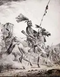 Aleksander Orłowski, Dowódca Kurdów na koniu, 1819 r., 1819, litografia, papier