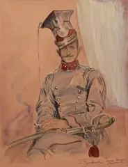 Zygmunt Rozwadowski, Portret podporucznika, papier, akwarela, gwasz