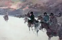 Jerzy Kossak, Odwrót Napoleona spod Moskwy, olej, płótno
