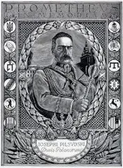 Wassili Masjutin, Portret Józefa Piłsudskiego jako twórcy ruchu prometejskiego, 1935 r., 1935, drzeworyt