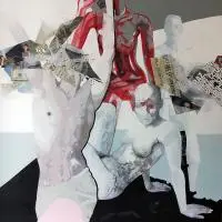 Michał Żesławski, Bez tytułu, 2013, 2013, kolaż, akryl, płótno