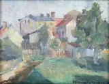 Pejzaż miasta by Zofia Dziurzyńska-Rosińska, olej, tektura, 19, sold Mar 2016
