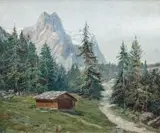 Willy von Plessen, W górach, olej, płyta
