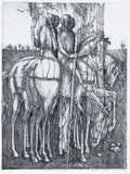 Ryszard Stryjec, Jeźdźcy Apokalipsy, 1986 r., 1986, akwaforta, papier, 42