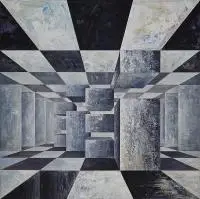 Człowiek walczący nr 12, 2015 by Iwona Gabryś, 2015, akryl, suchy pastel, węgiel, płótno, sold Feb 2016