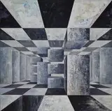 Iwona Gabryś, Człowiek walczący nr 12, 2015, 2015, akryl, suchy pastel, węgiel, płótno