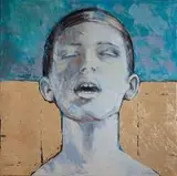 Wdech z cyklu "Minuta", 2015 by Sylwia Mużyło-Bajsarowicz, 2015, olej, szlag metal, płótno, sold Feb 2016
