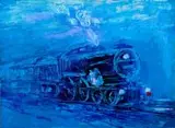 Bluetrain, 2014 by Sylwia Perczak, 2014, olej, płótno, sold Feb 2016