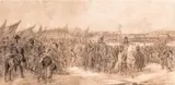 Juliusz Kossak, Elekcja Jana Kazimierza, przed 1875 r., akwarela-sepia, papier