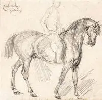 Studium konia by Piotr Michałowski, ołówek, papier, 15, sold Jan 2016