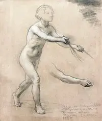 Henryk Siemiradzki, Studium z natury do sceny rodzajowej, l. 1870-1880, ołówek, pastel, papier