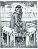 Ryszard Stryjec, Małpa, 1987 r., 1987, akwaforta, papier, 39