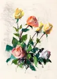Antoni Suchanek, Wiązanka róż, pastel, papier