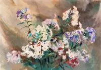 Antoni Suchanek, Bukiet kwiatów, akwarela, pastel, papier
